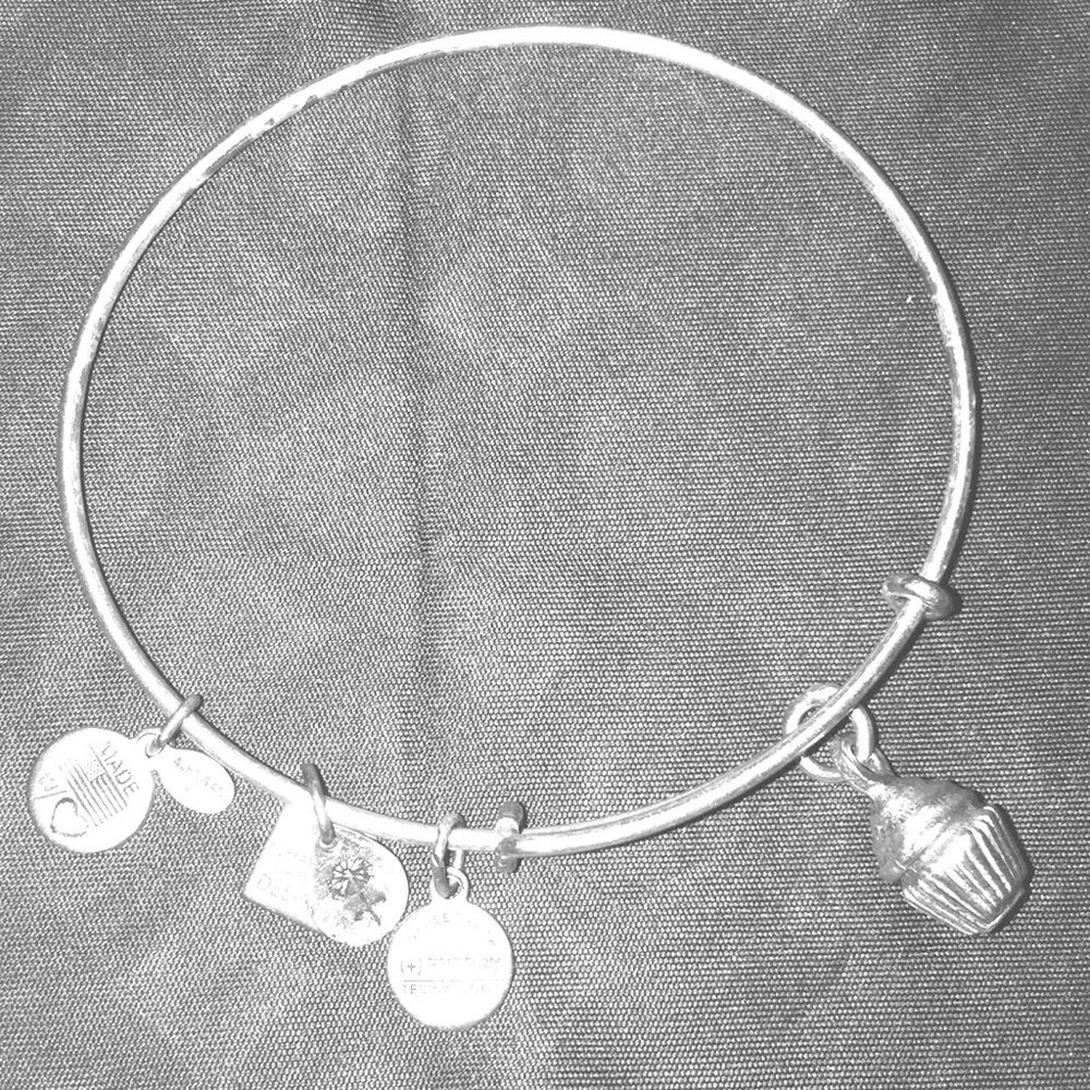 Alex and Ani silver cupcake bangle bracelet